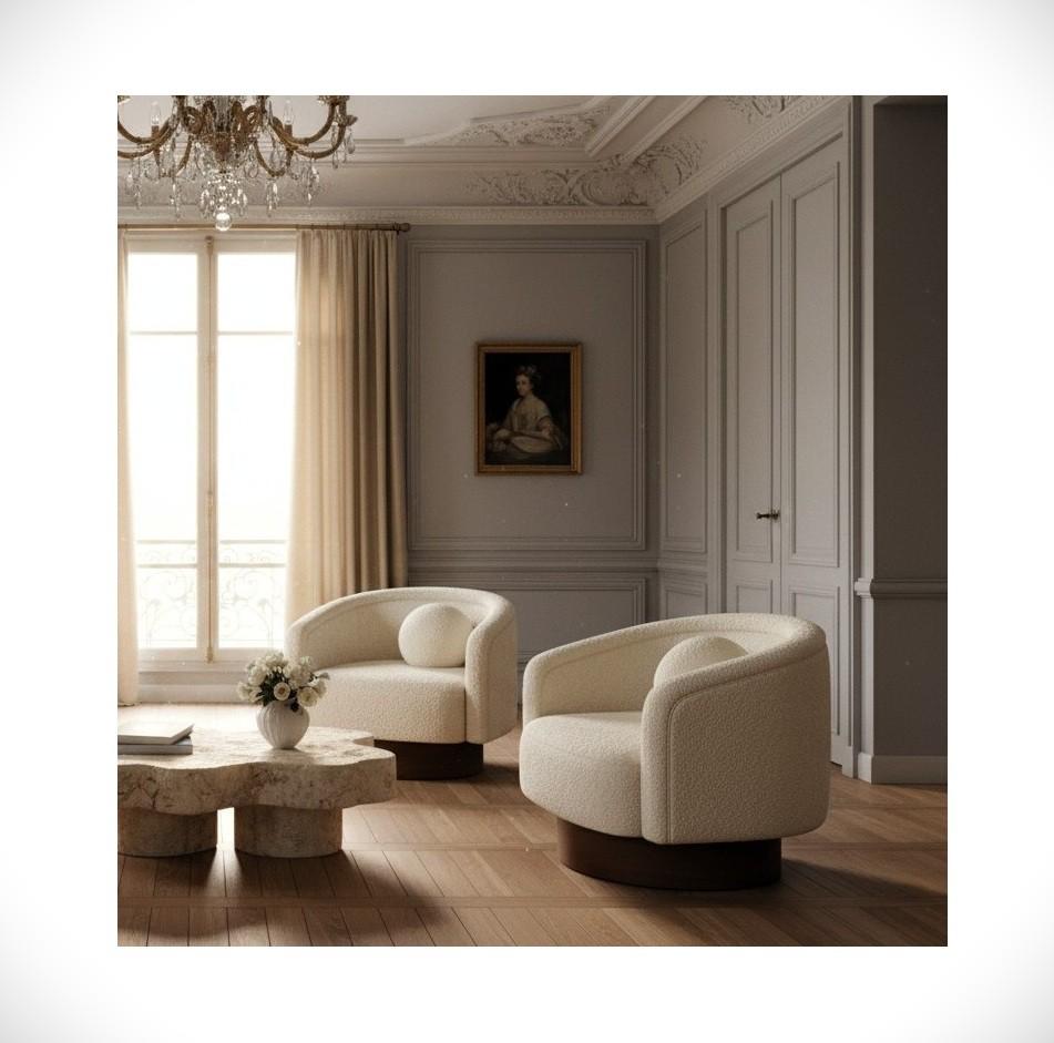 Sillón contemporáneo tapizado en terciopelo Performance con base de madera Portugués en venta