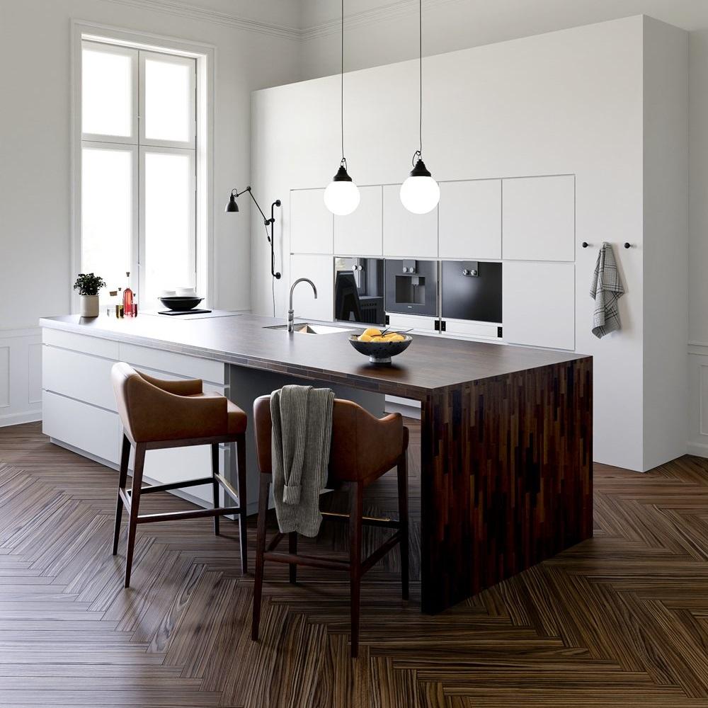 Tabouret de bar contemporain en cuir Brown et structure en bois Neuf - En vente à NEW YORK, NY