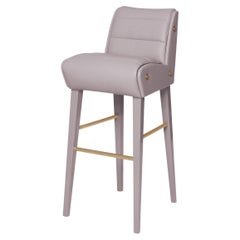 Contemporary Barstool in Leather with Metallic Details