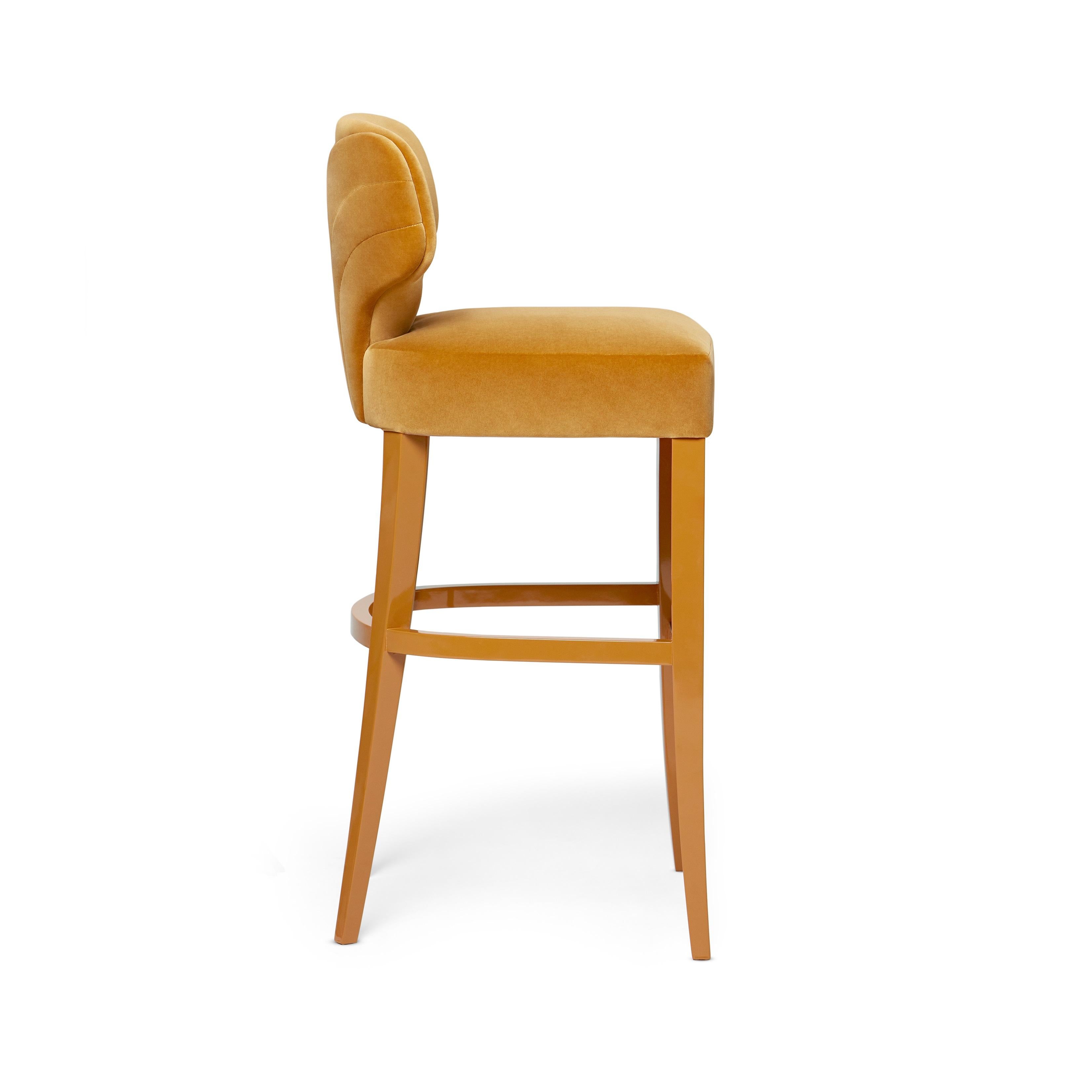 Modern Contemporary Barstool with Seaming Details on the Back For Sale