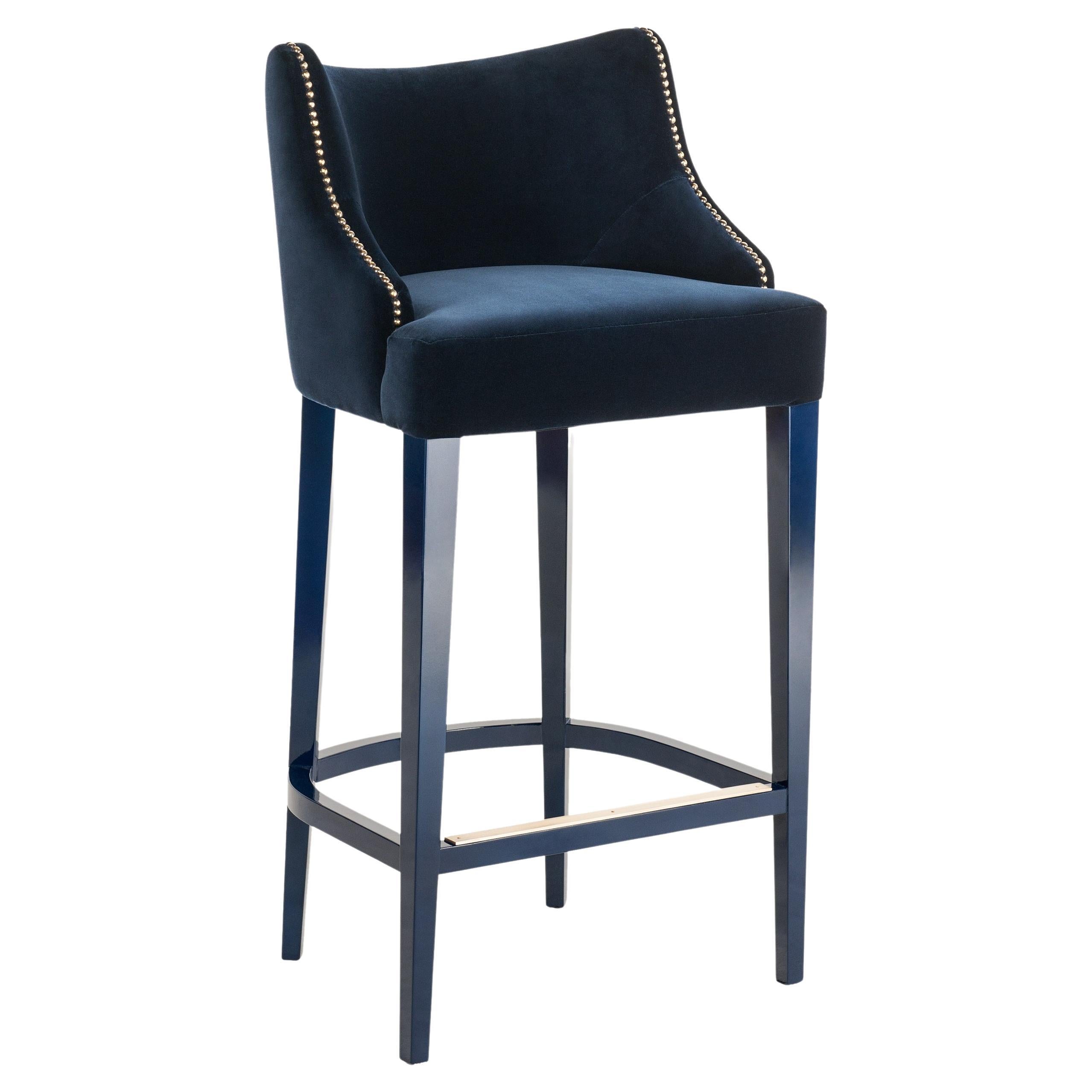 Contemporary Barstool Offered with Nails on the Curve & Back