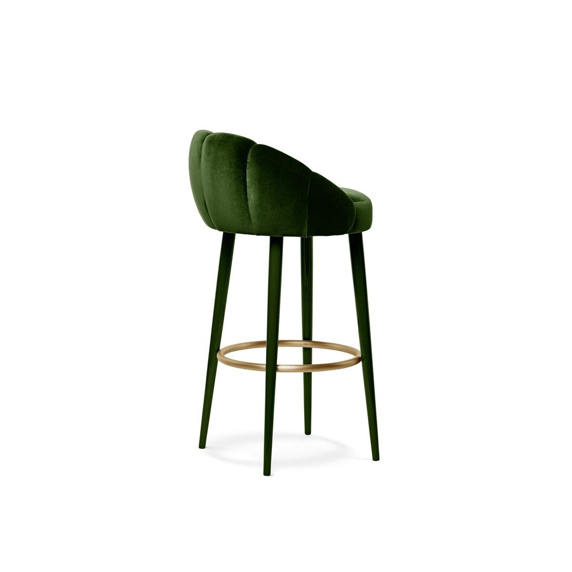 Portuguese Contemporary Barstool with Seaming Details on the Front & Back For Sale