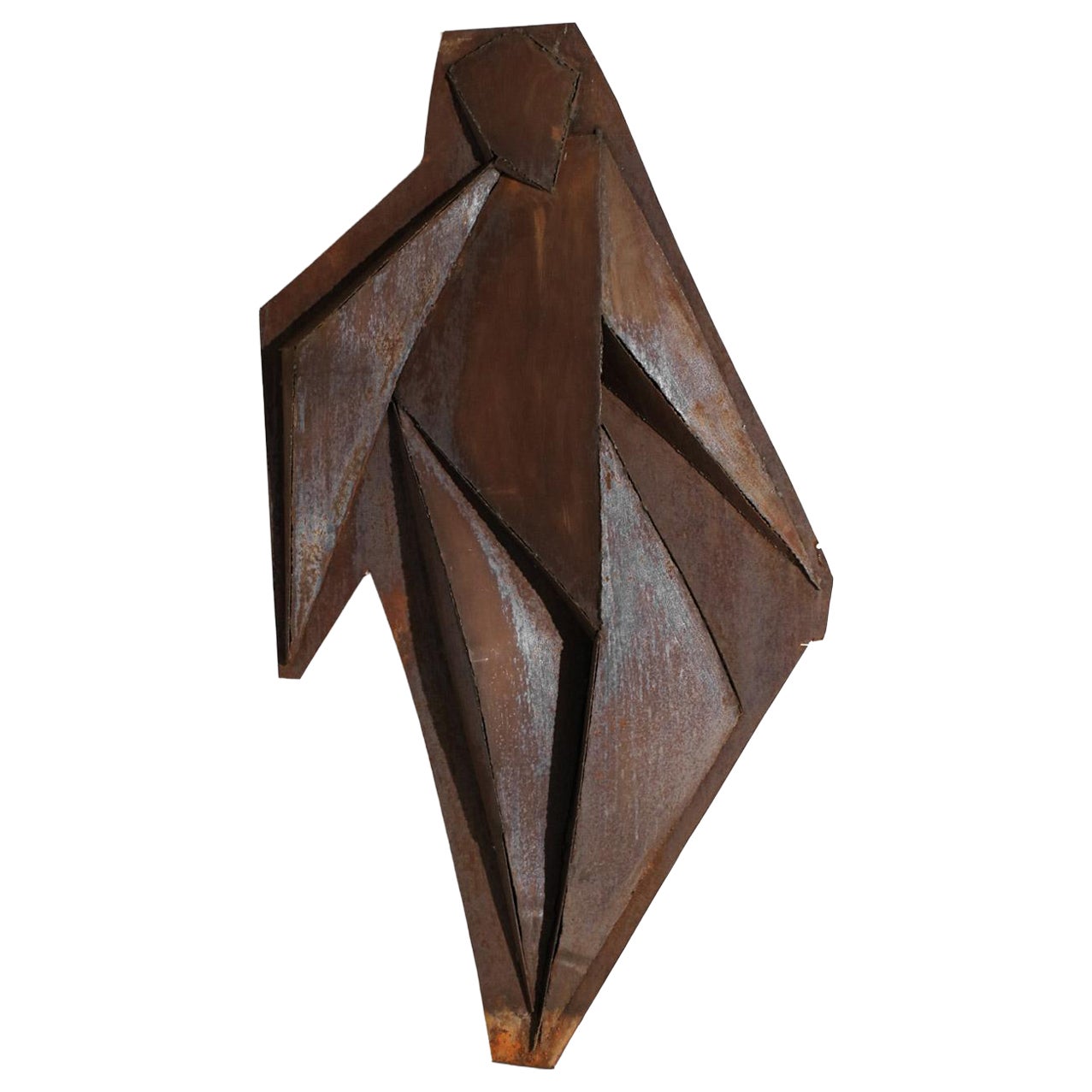 Contemporary bas-relief sculpture by Donna, patinated and oxidized steel plate