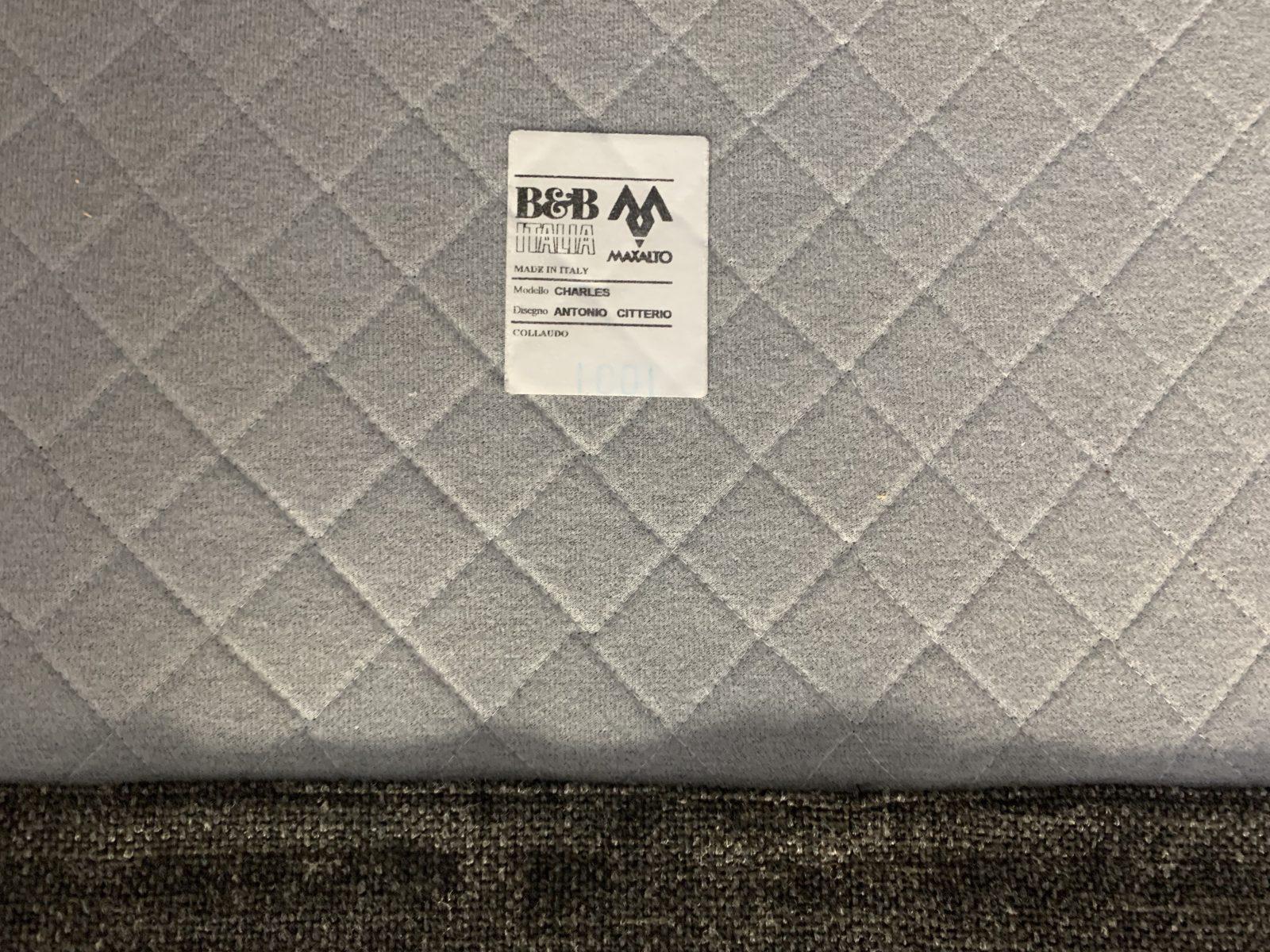 Contemporary B&B Italia “Charles” L-Shape Sofa, in Dark Grey & Brown Fabric For Sale 5