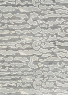 Contemporary Beach Pebbles Handmade Aloe Silk and Wool Rug by Doris Leslie Blau