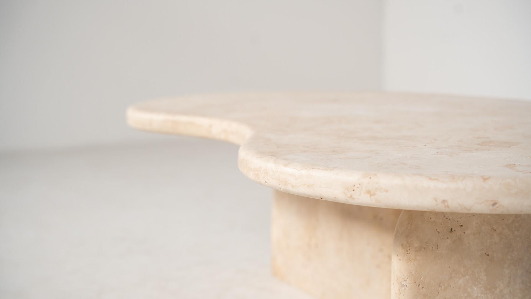 Contemporary Bean Shaped Coffee Table, Travertine For Sale 8