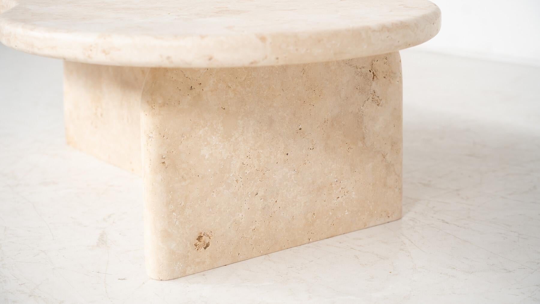Contemporary Bean Shaped Coffee Table, Travertine For Sale 9