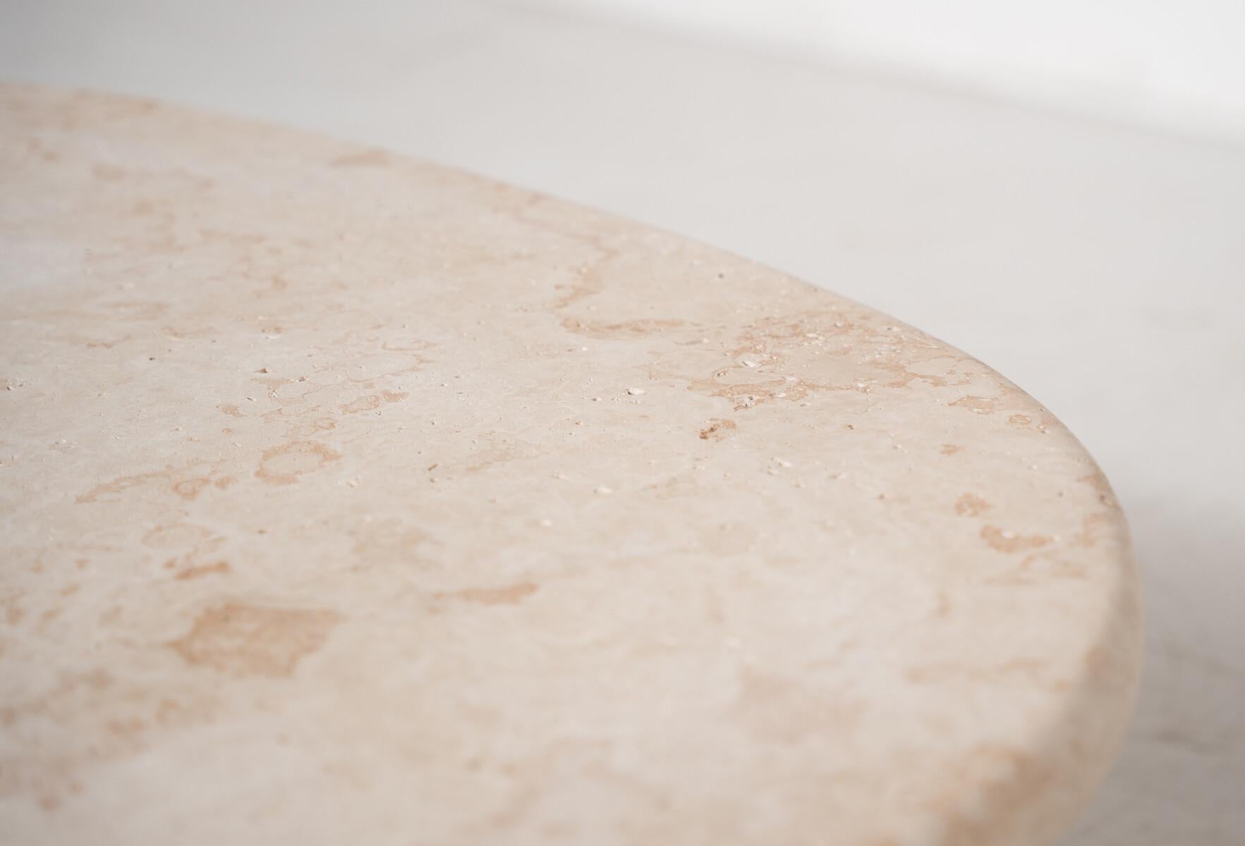 Contemporary Bean Shaped Coffee Table, Travertine For Sale 5