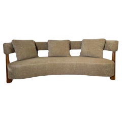 Contemporary Bean Shaped Sofa, Beige Upholstery, Italy