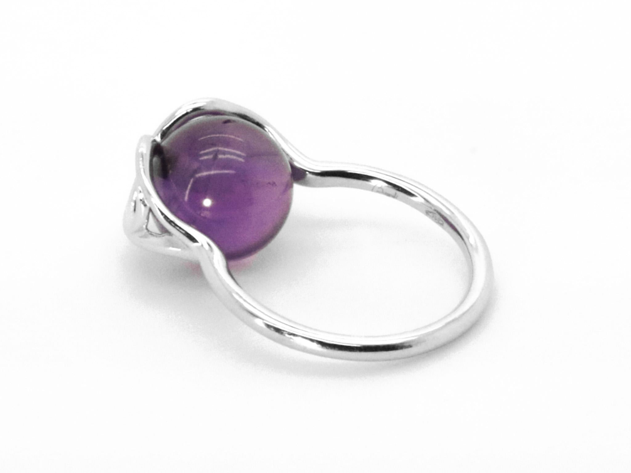 Modern  18K White Gold Infinity Symbol Interchangeable Gems Amethyst Cocktail Ring For Sale
