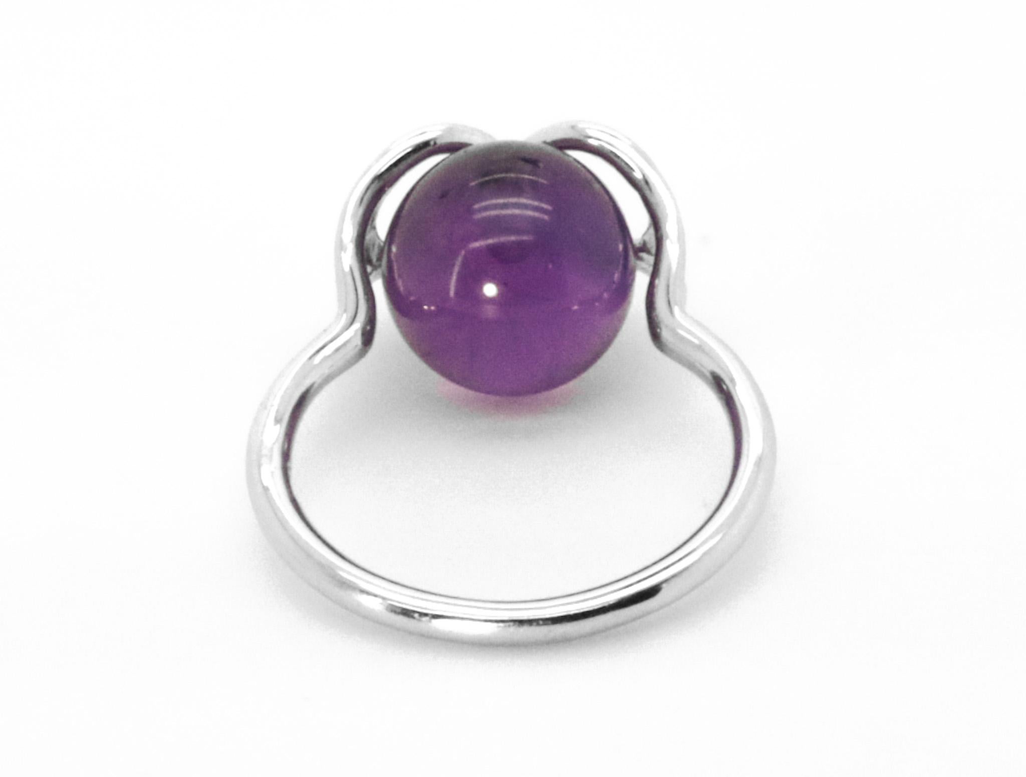  18K White Gold Infinity Symbol Interchangeable Gems Amethyst Cocktail Ring In New Condition For Sale In Milan, IT
