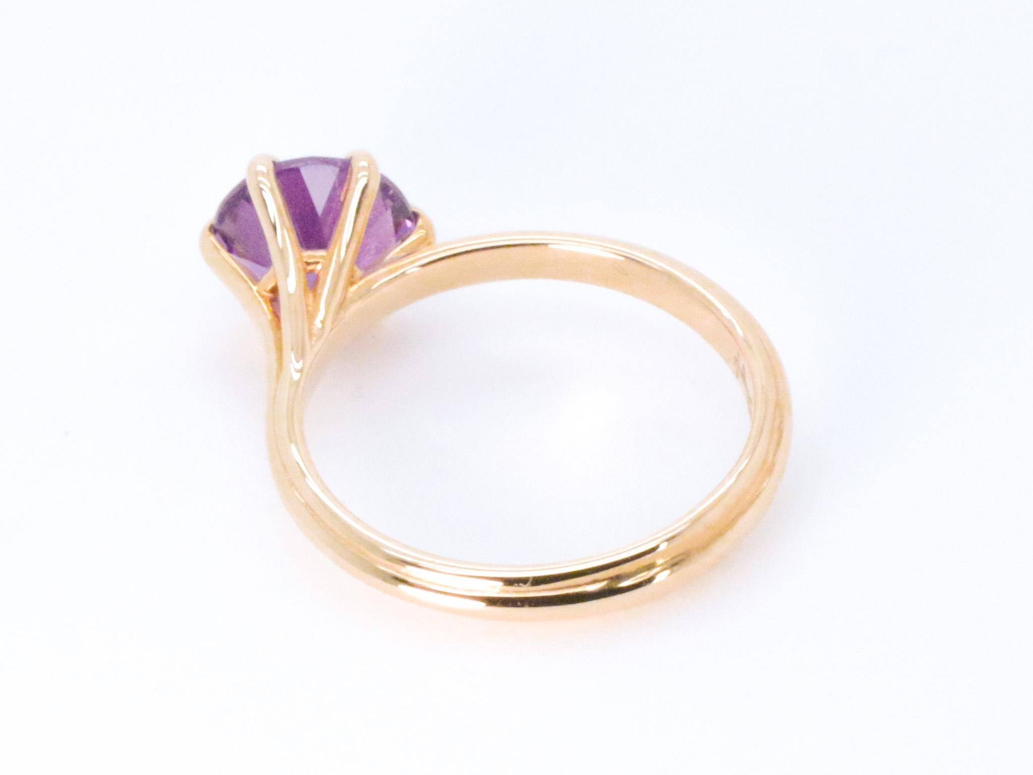 Women's or Men's 18K Rose Gold Made in Italy Asymmetric Cosmic Stackable Amethyst Cocktail Ring For Sale
