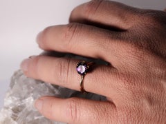 18K Rose Gold Made in Italy Asymmetric Cosmic Stackable Amethyst Cocktail Ring