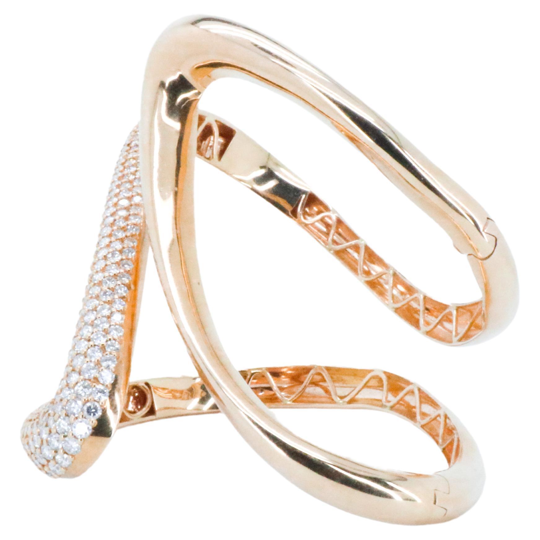 Beatrice Barzaghi Bracelet à pinces contemporain en or pavé de diamants 9 carats Unisexe en vente