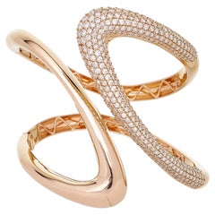 Contemporary Beatrice Barzaghi Awarded 9 Ct Diamond Pave Gold Clamper Bracelet