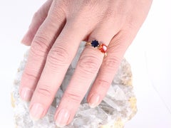 Contemporary Beatrice Barzaghi Blue Sapphire Fire Opal Gold Asymmetrical Ring
