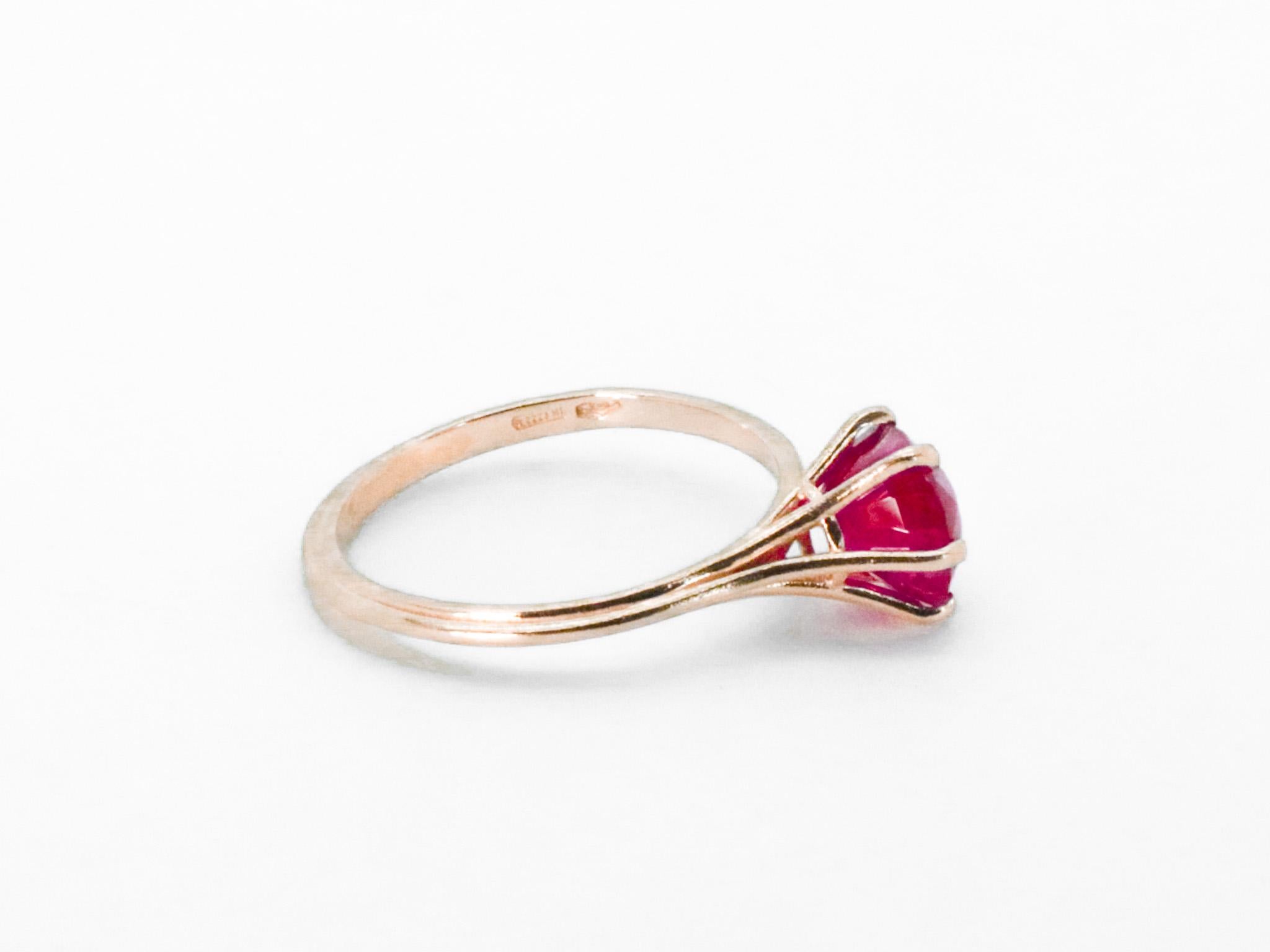 2.32 cts Burma Ruby 18k Rose Gold Stackable Asymmetrical Cosmic Design Ring For Sale 1