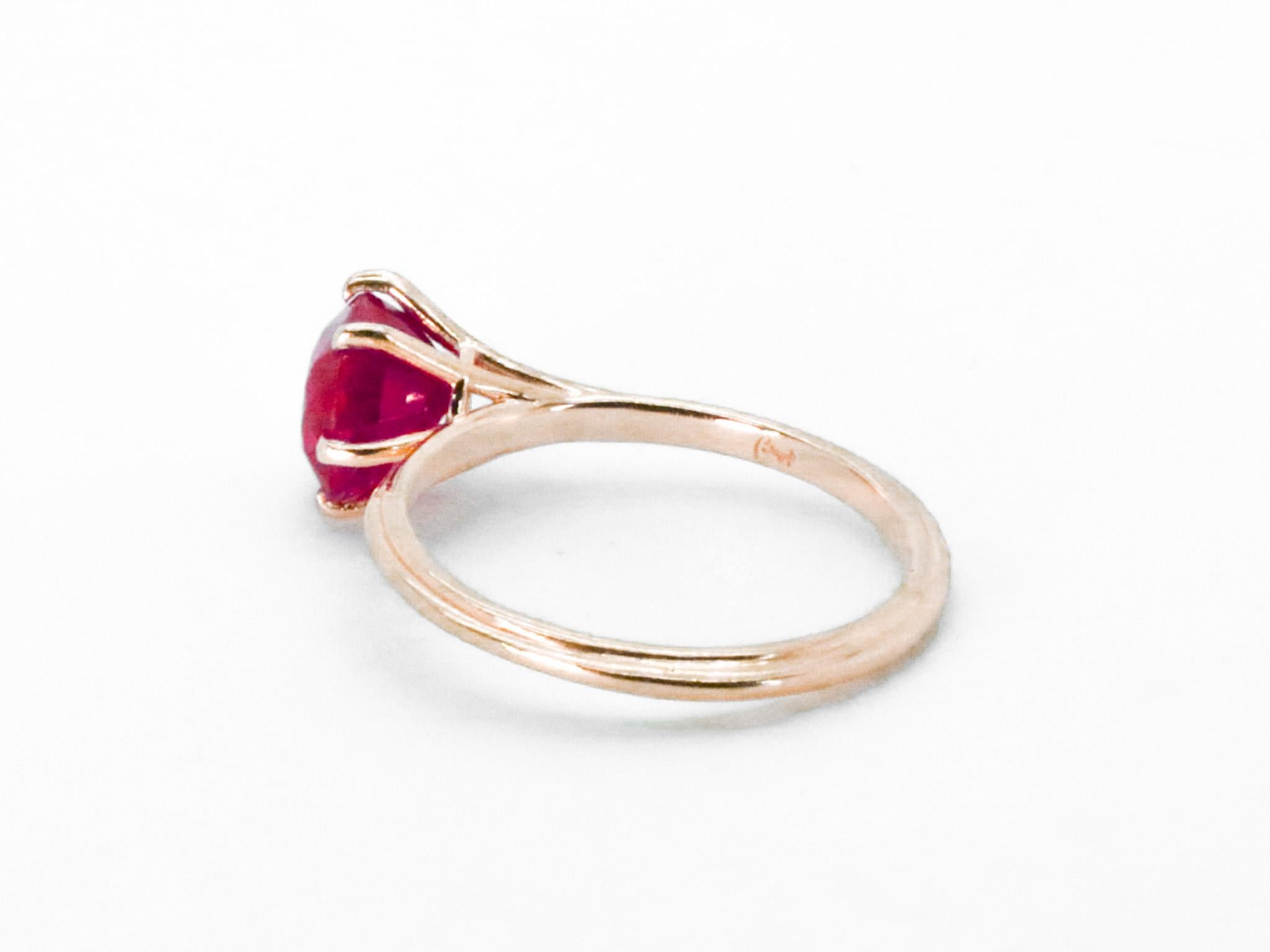 2.32 cts Burma Ruby 18k Rose Gold Stackable Asymmetrical Cosmic Design Ring For Sale 3