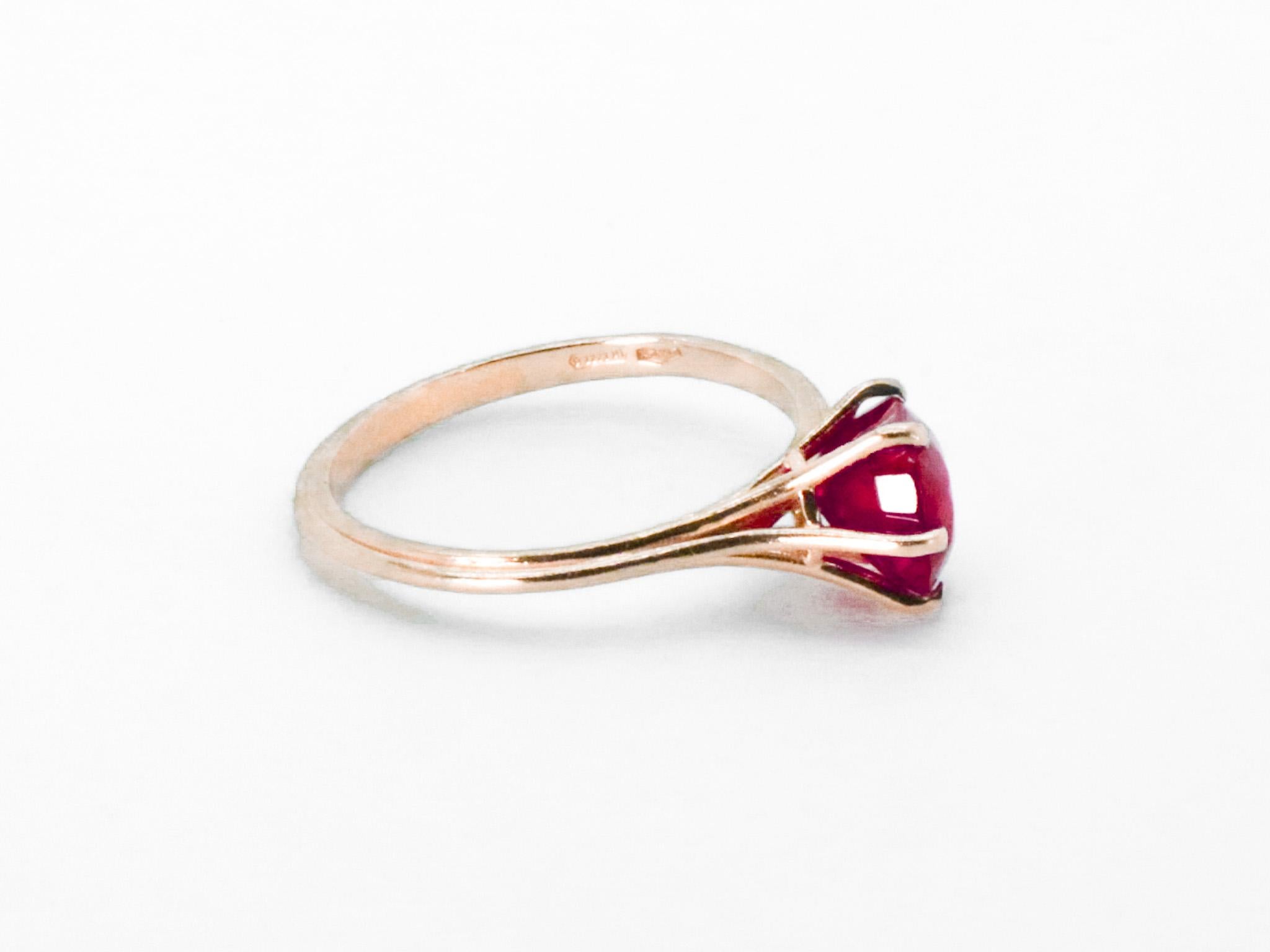 2.32 cts Burma Ruby 18k Rose Gold Stackable Asymmetrical Cosmic Design Ring For Sale 5