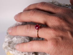 2.32 cts Burma Ruby 18k Rose Gold Stackable Asymmetrical Cosmic Design Ring