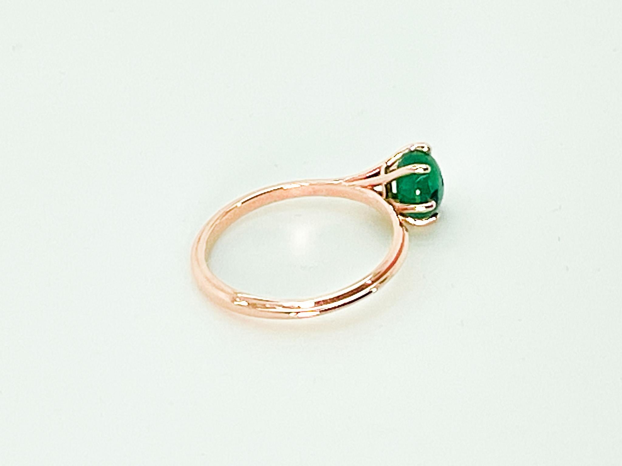 1.4 cts Emerald 18K Rose Gold  Asymmetric Cosmic Design Stackable  Cocktail Ring For Sale 5