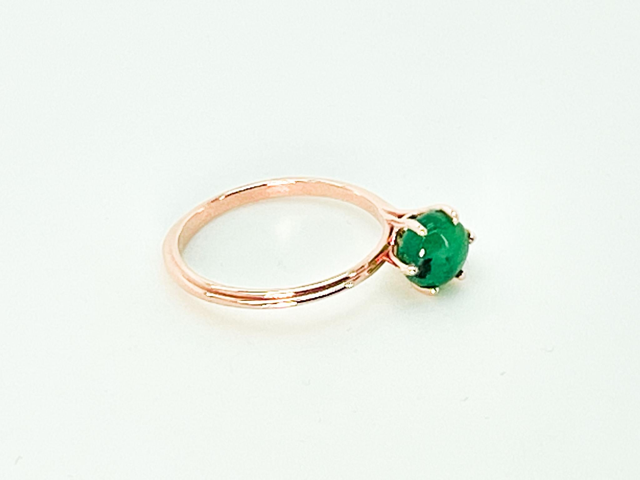 1.4 cts Emerald 18K Rose Gold  Asymmetric Cosmic Design Stackable  Cocktail Ring For Sale 6