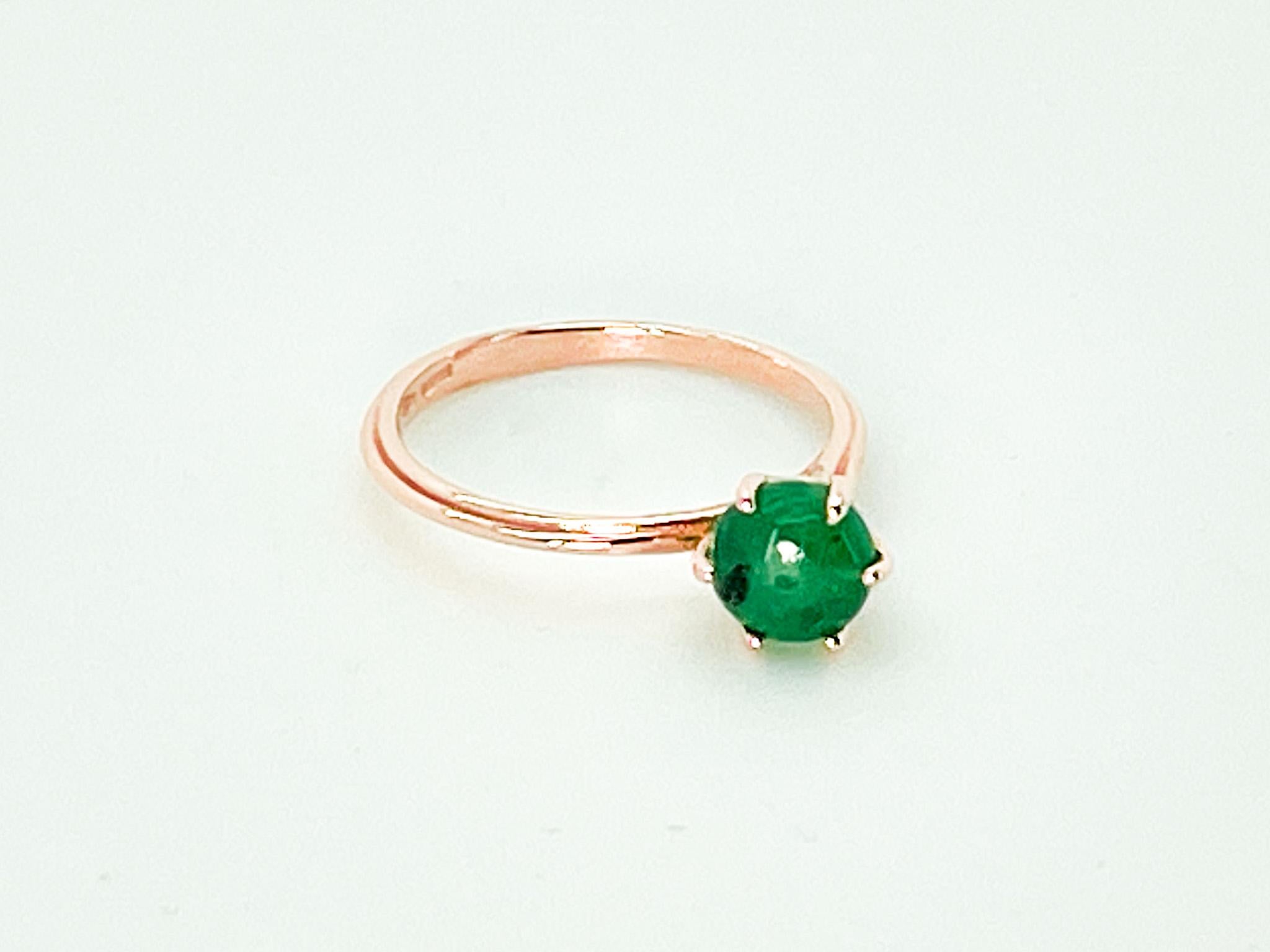 1.4 cts Emerald 18K Rose Gold  Asymmetric Cosmic Design Stackable  Cocktail Ring For Sale 7