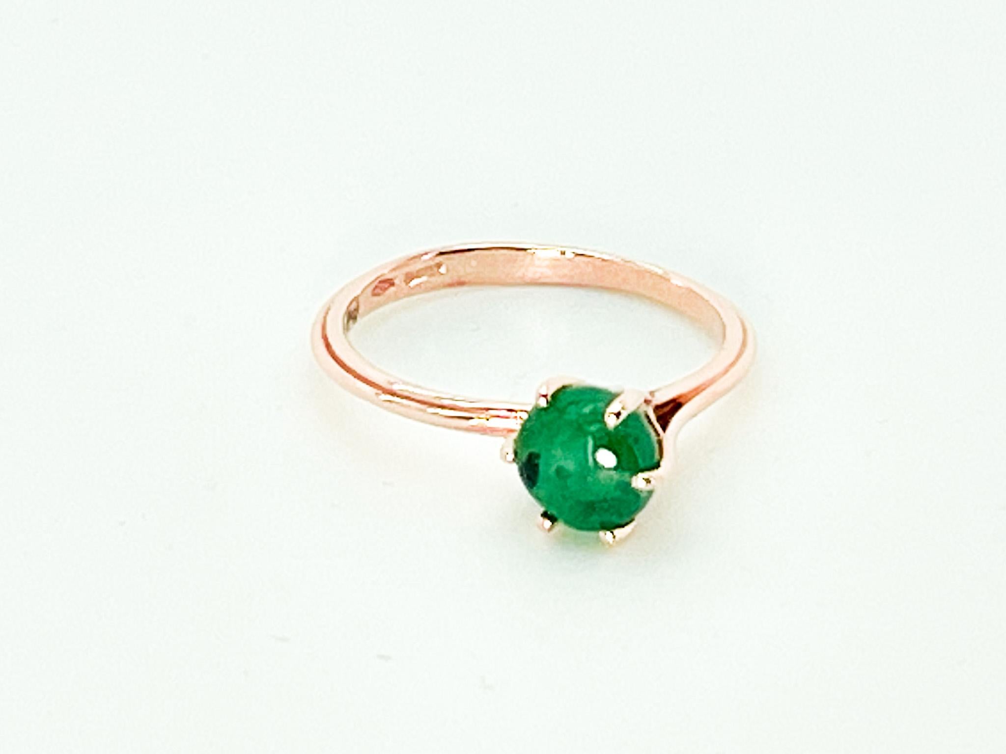 1.4 cts Emerald 18K Rose Gold  Asymmetric Cosmic Design Stackable  Cocktail Ring For Sale 8
