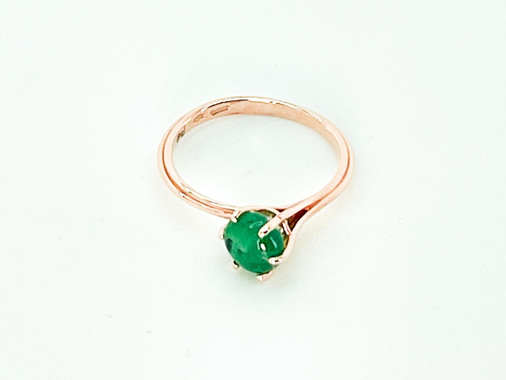 1.4 cts Emerald 18K Rose Gold  Asymmetric Cosmic Design Stackable  Cocktail Ring For Sale 9