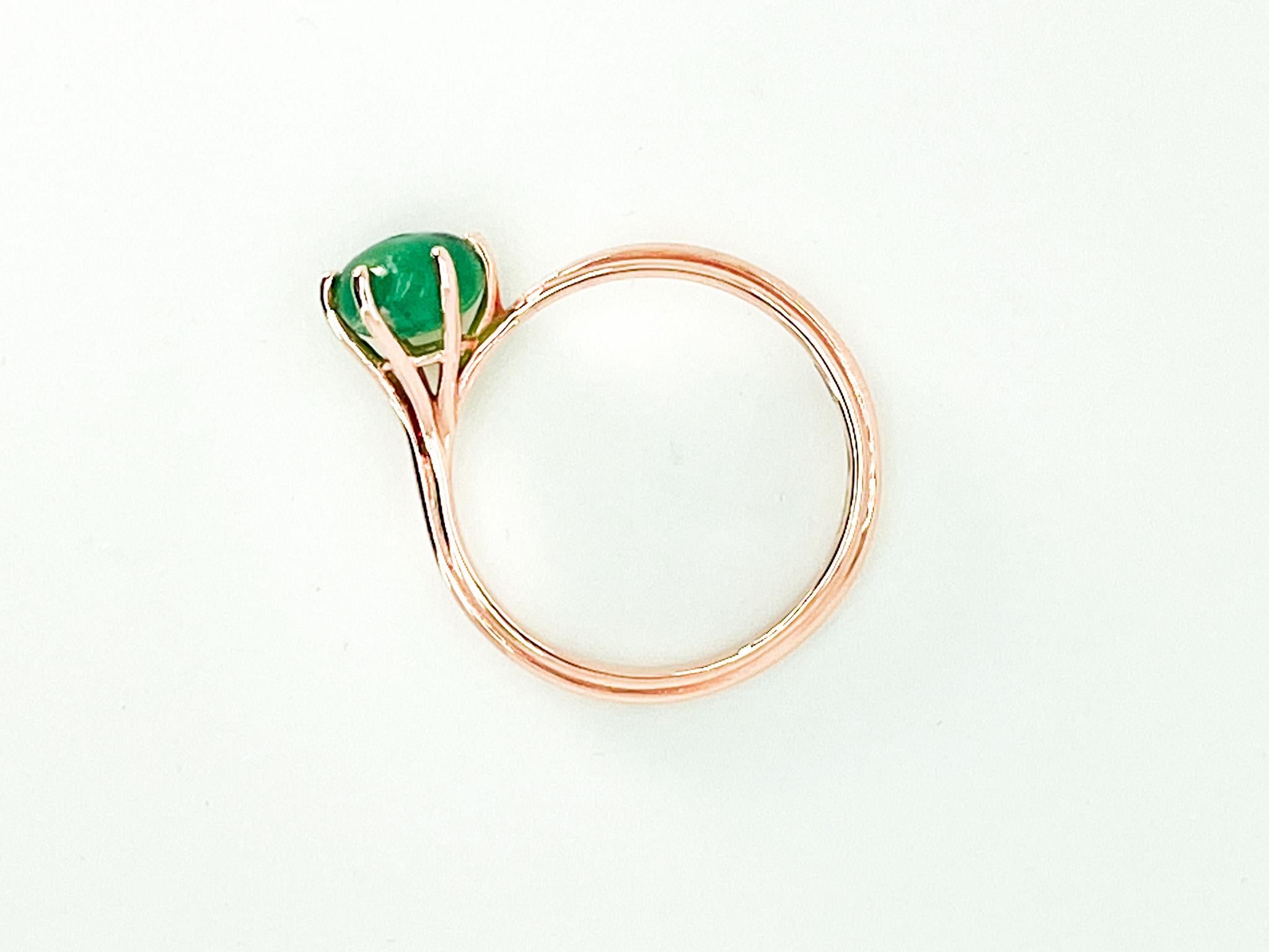 1.4 cts Emerald 18K Rose Gold  Asymmetric Cosmic Design Stackable  Cocktail Ring For Sale 10