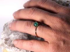 1.4 cts Emerald 18K Rose Gold  Asymmetric Cosmic Design Stackable  Cocktail Ring