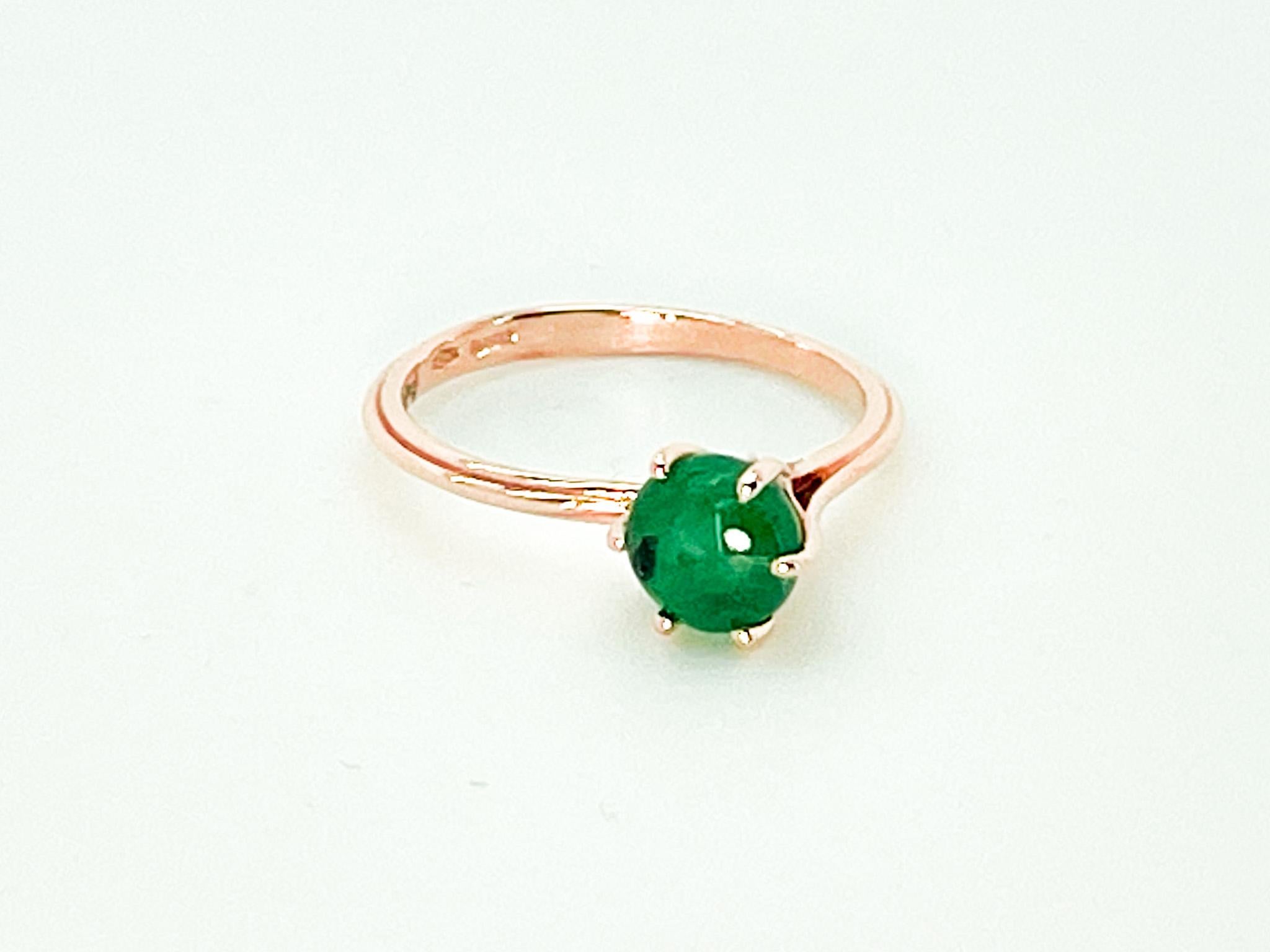 Modern 1.4 cts Emerald 18K Rose Gold  Asymmetric Cosmic Design Stackable  Cocktail Ring For Sale