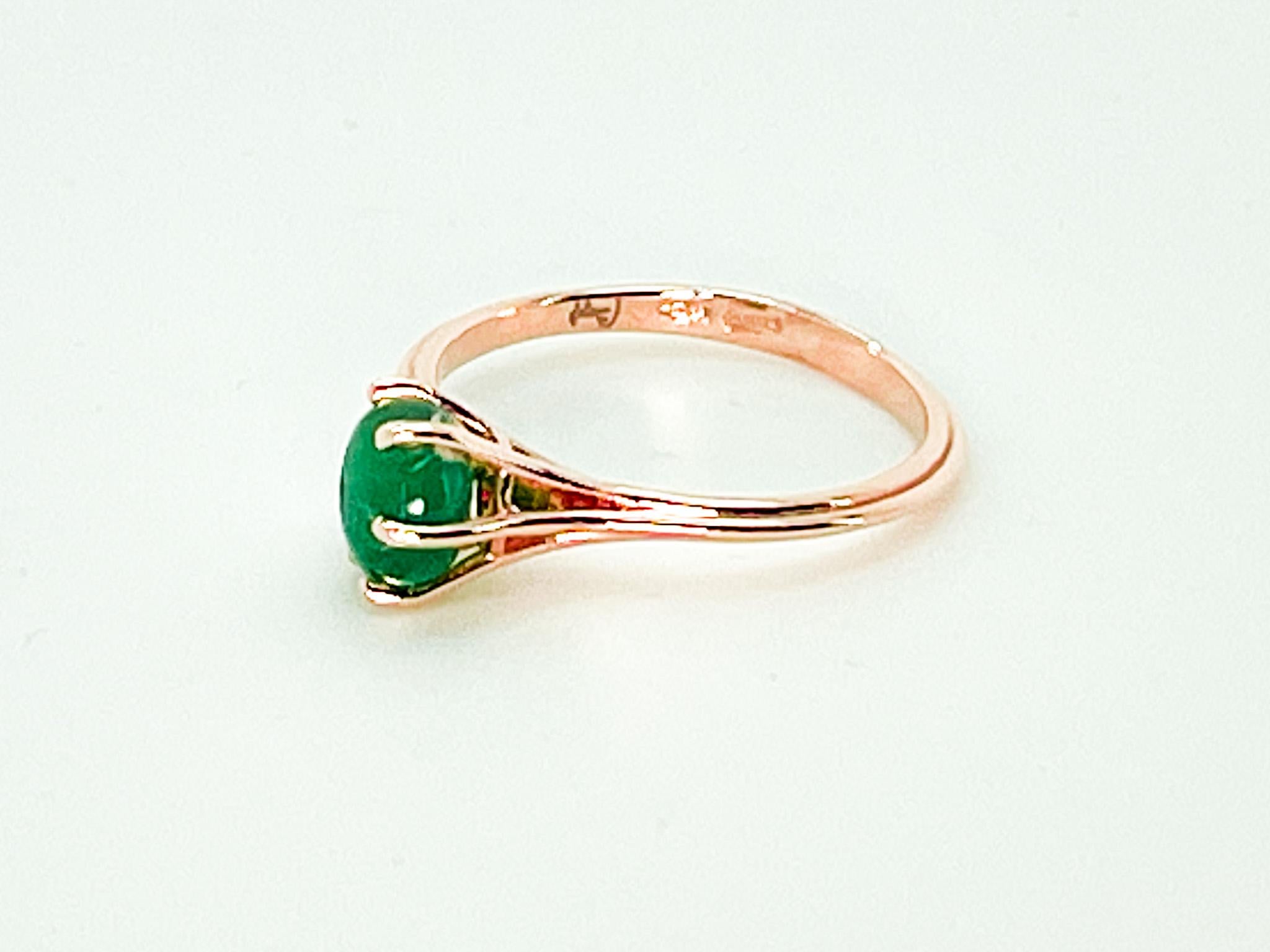 Women's or Men's 1.4 cts Emerald 18K Rose Gold  Asymmetric Cosmic Design Stackable  Cocktail Ring For Sale