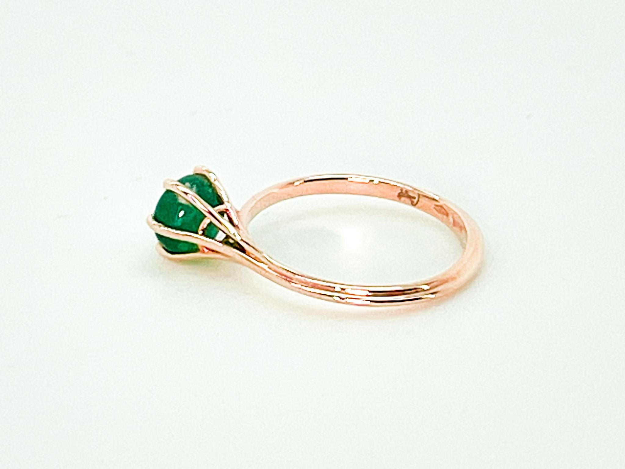 1.4 cts Emerald 18K Rose Gold  Asymmetric Cosmic Design Stackable  Cocktail Ring For Sale 1