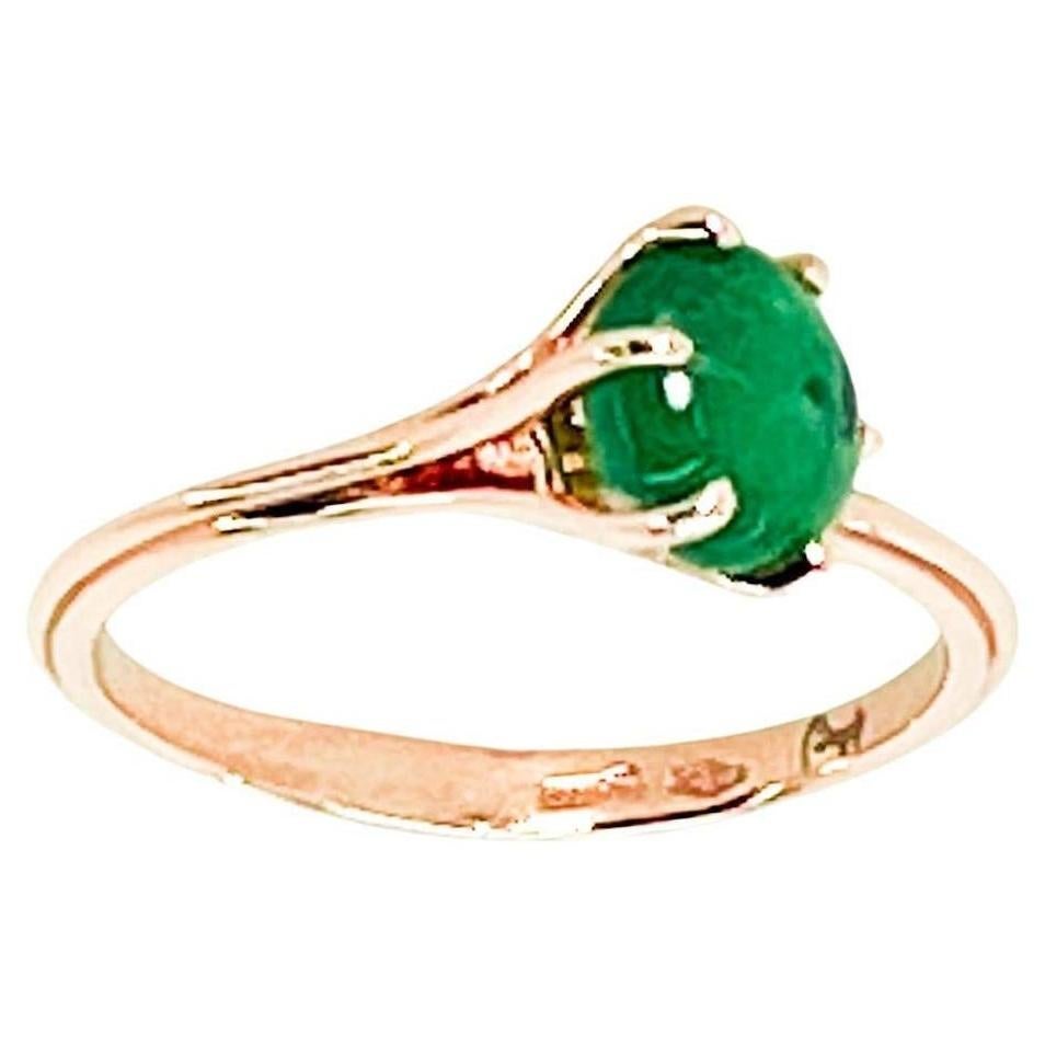 1.4 cts Emerald 18K Rose Gold  Asymmetric Cosmic Design Stackable  Cocktail Ring For Sale