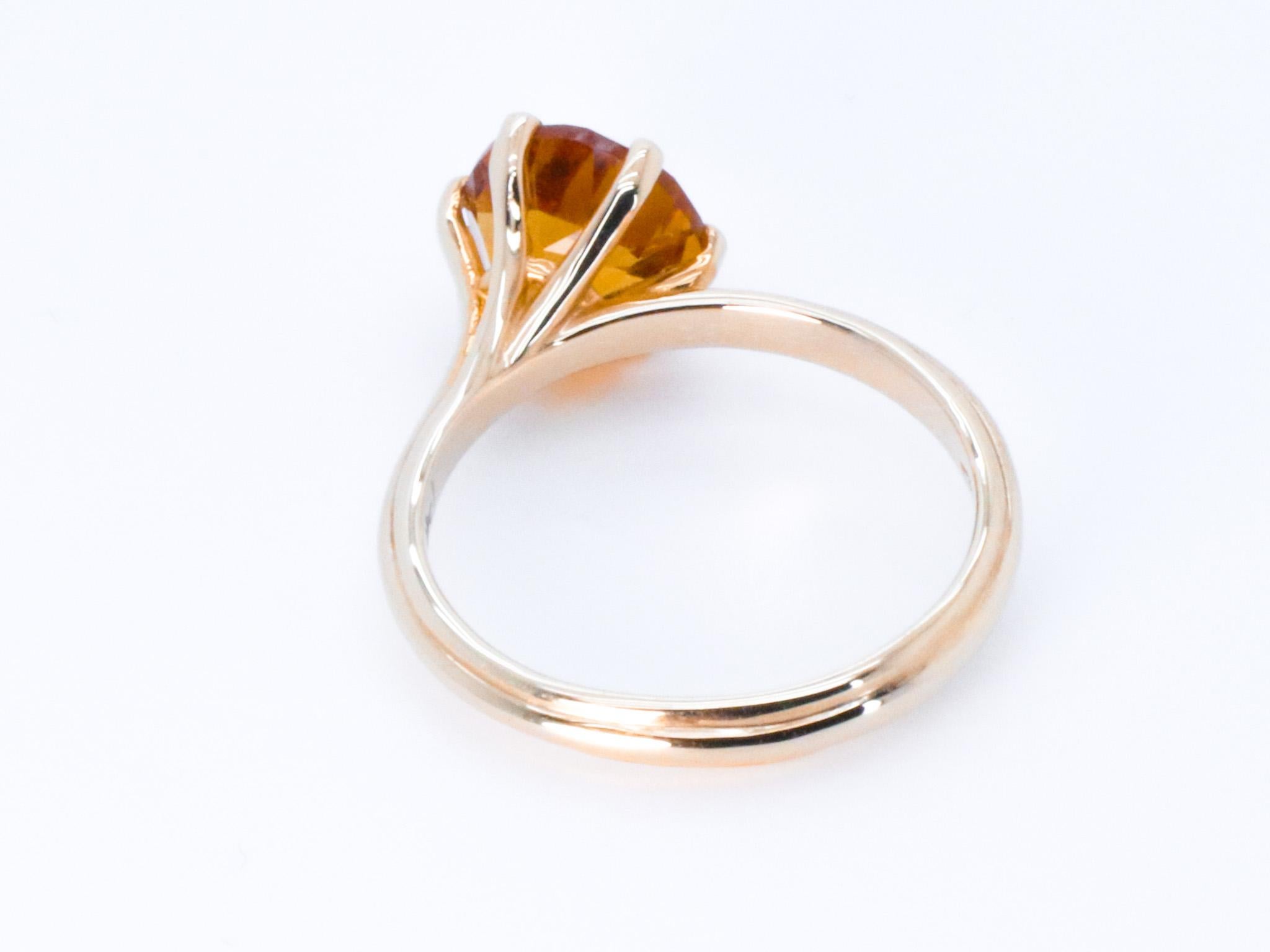 18K Rose Gold Asymmetric Cosmic Design Stackable Citrine Quartz Cocktail Ring For Sale 4