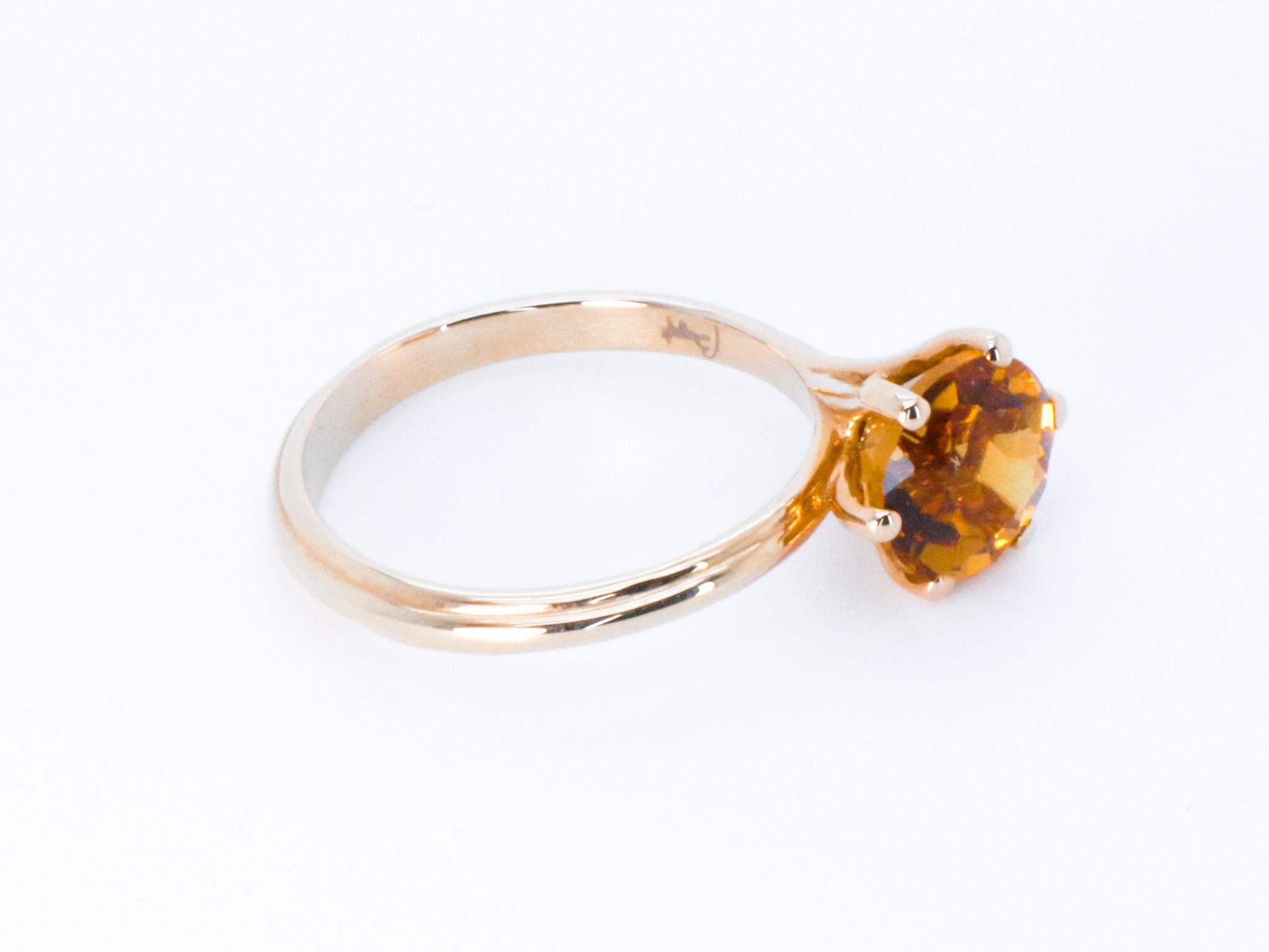 18K Rose Gold Asymmetric Cosmic Design Stackable Citrine Quartz Cocktail Ring For Sale 7