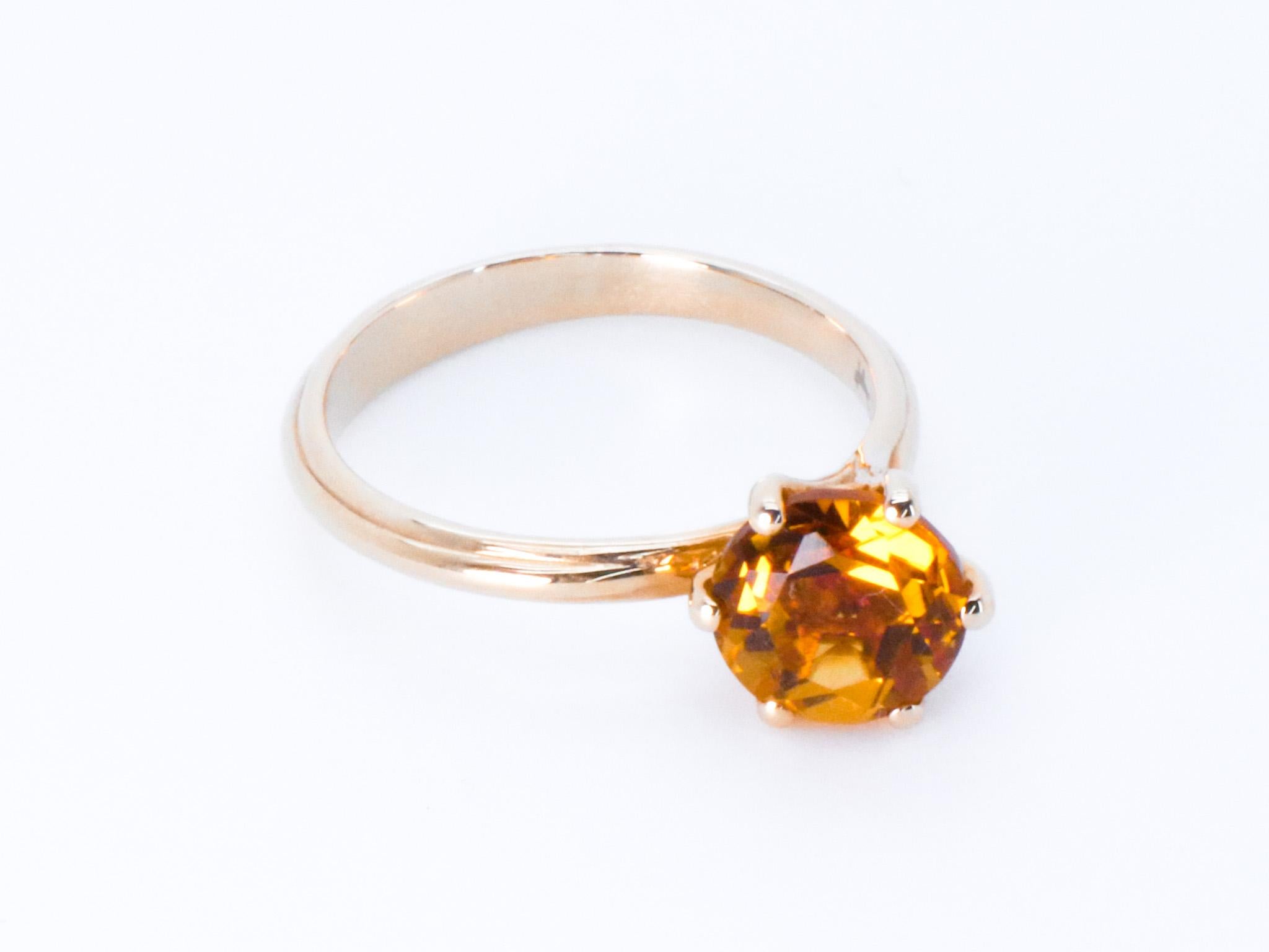 18K Rose Gold Asymmetric Cosmic Design Stackable Citrine Quartz Cocktail Ring For Sale 9