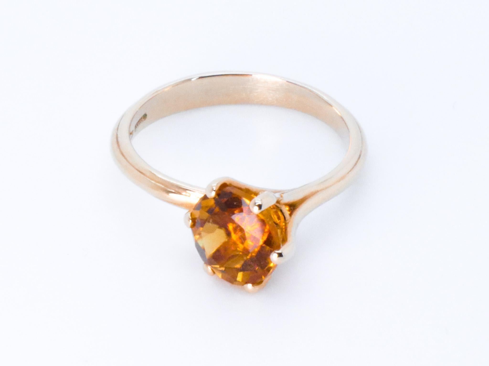 Women's or Men's 18K Rose Gold Asymmetric Cosmic Design Stackable Citrine Quartz Cocktail Ring For Sale