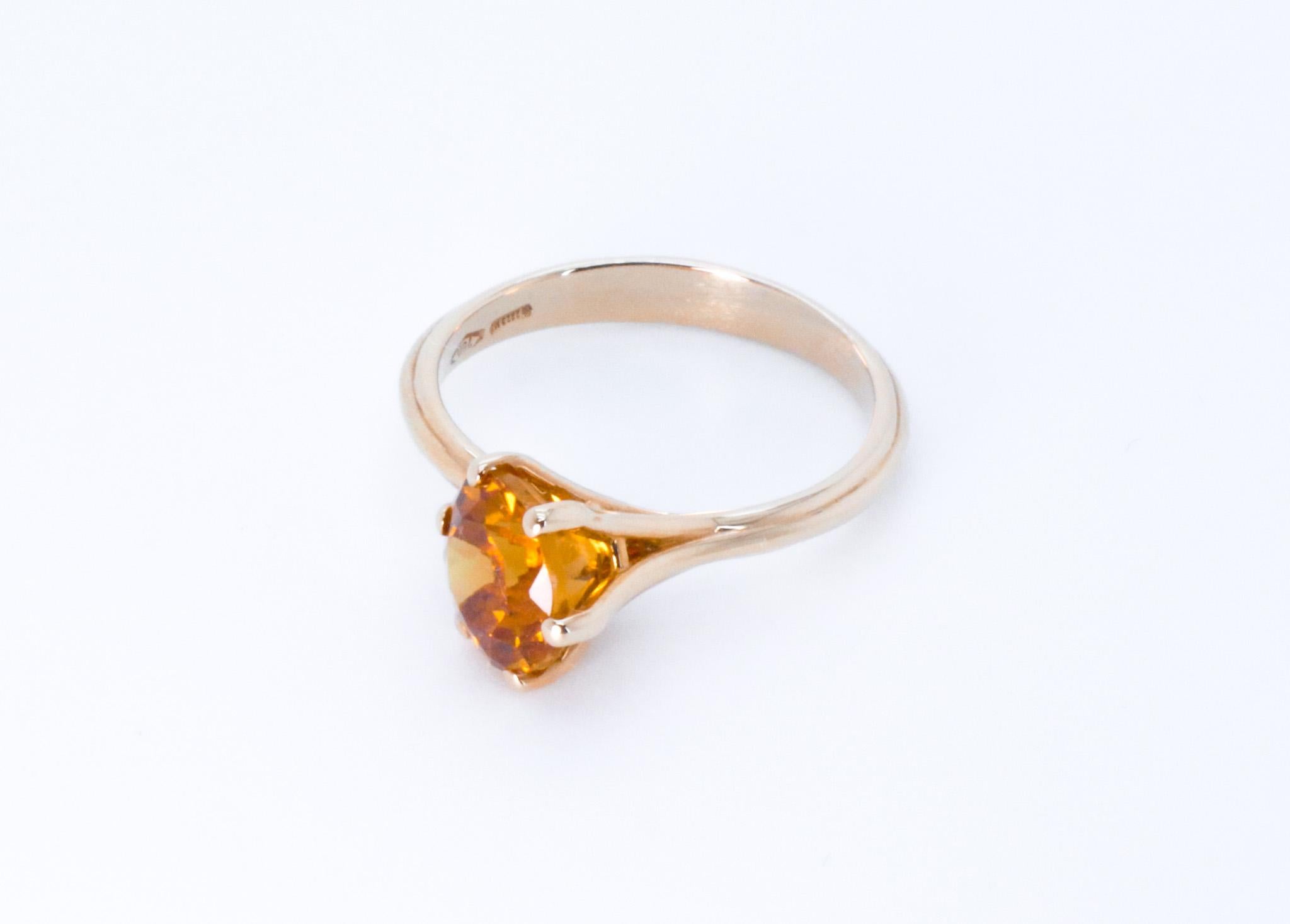 18K Rose Gold Asymmetric Cosmic Design Stackable Citrine Quartz Cocktail Ring For Sale 1