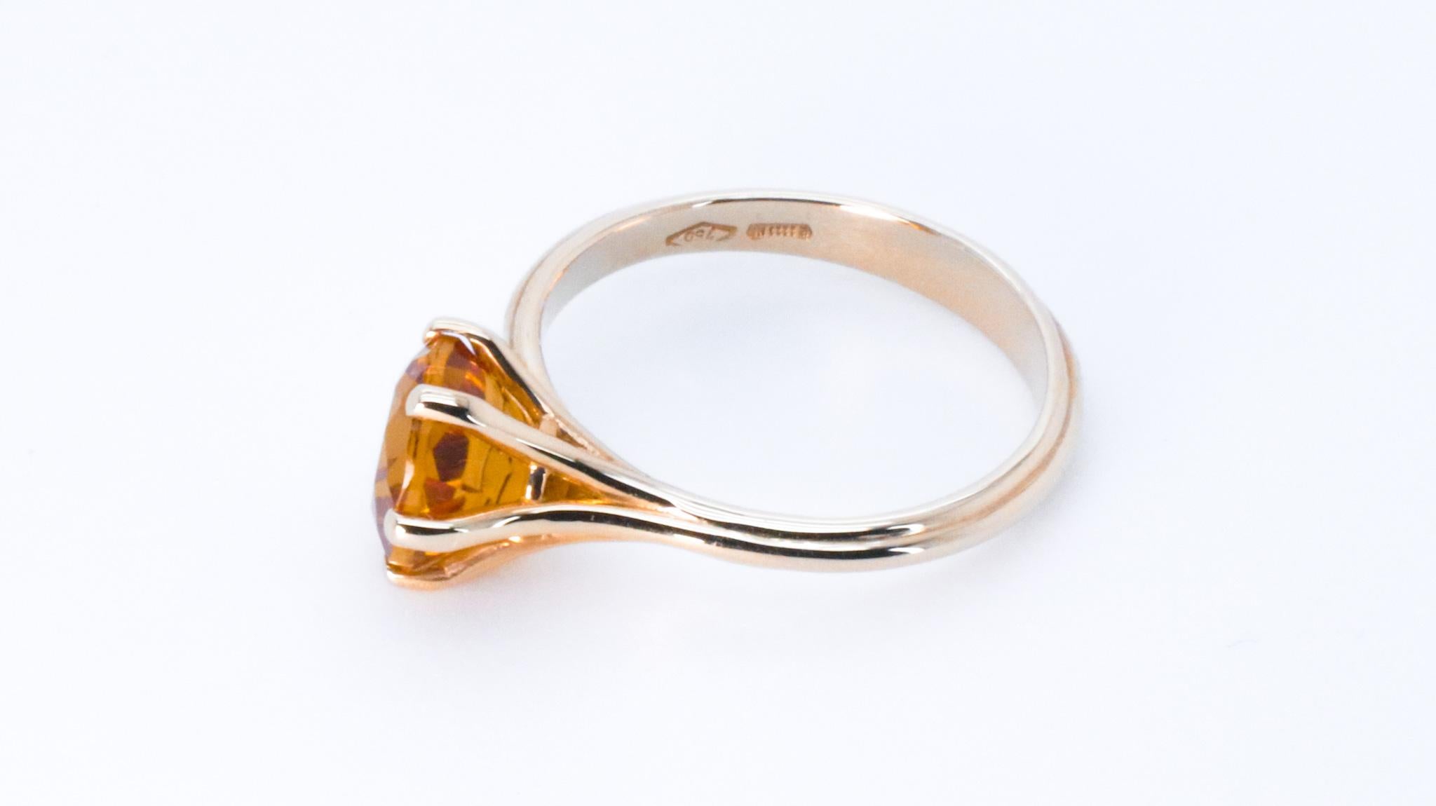18K Rose Gold Asymmetric Cosmic Design Stackable Citrine Quartz Cocktail Ring For Sale 2