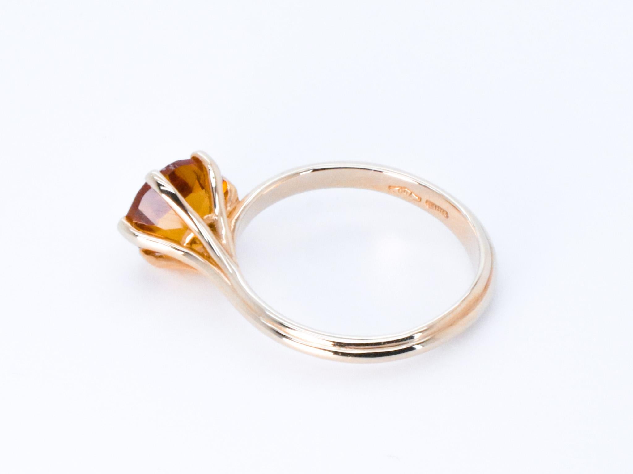 18K Rose Gold Asymmetric Cosmic Design Stackable Citrine Quartz Cocktail Ring For Sale 3