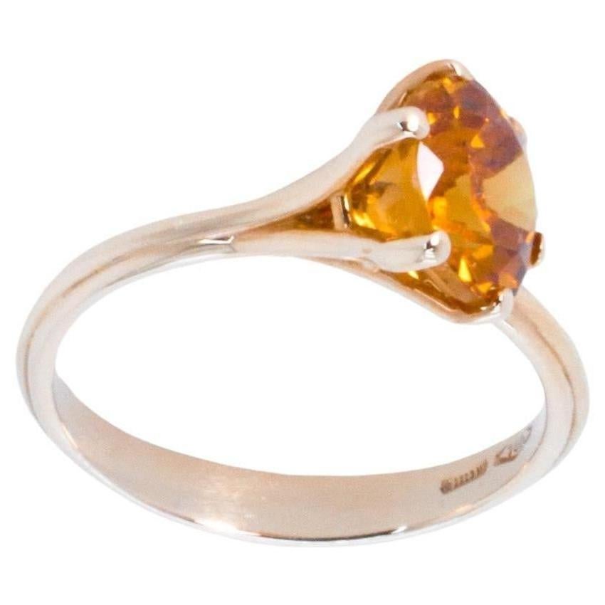 18K Rose Gold Asymmetric Cosmic Design Stackable Citrine Quartz Cocktail Ring For Sale