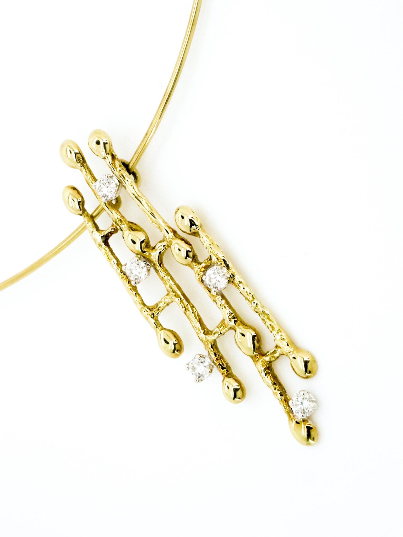 18K Yellow Gold 1.00 Carat Diamonds Grounding Empowerment Made in Italy Necklace For Sale 1