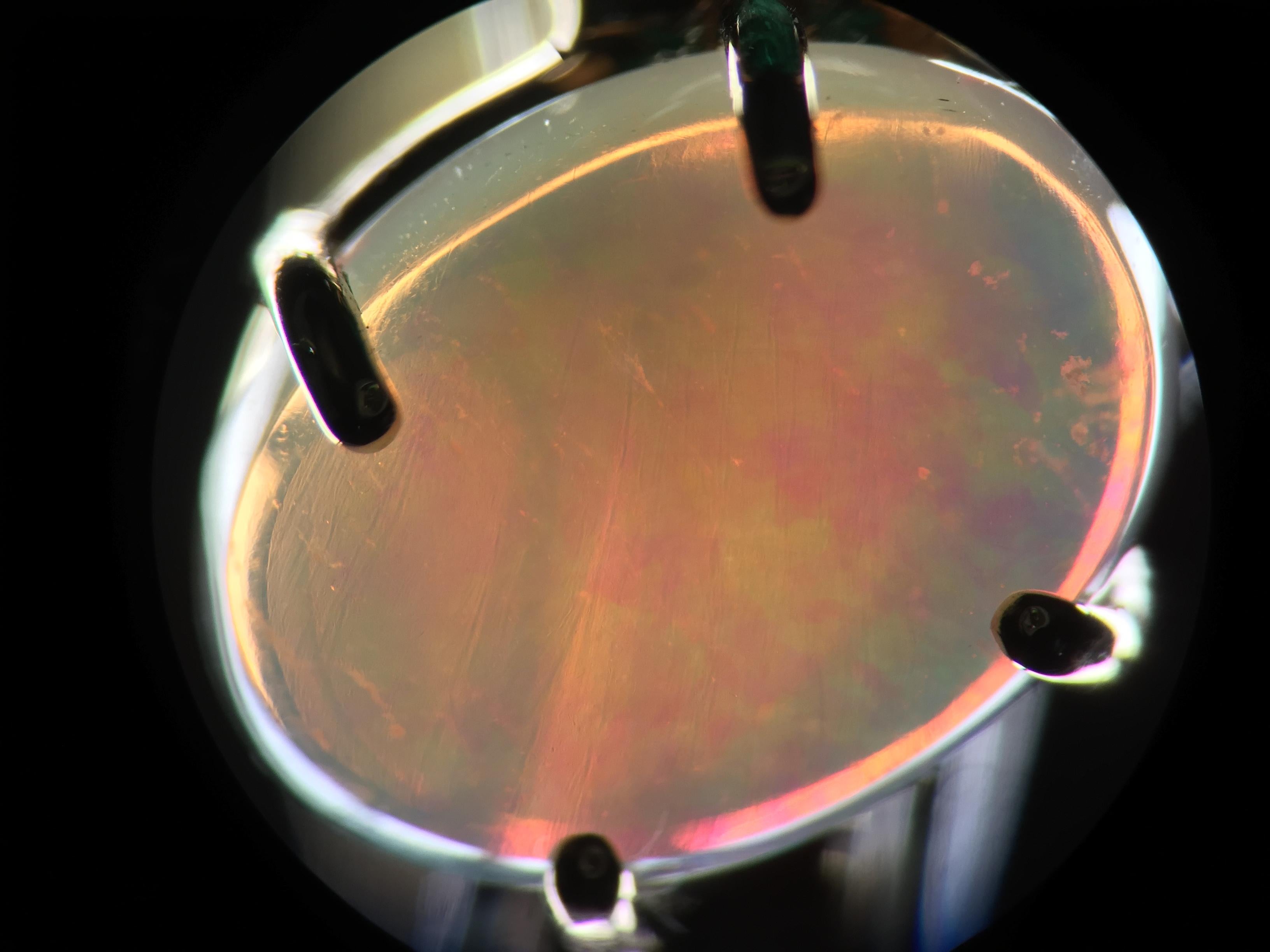 Contemporary Beatrice Barzaghi Emerald Australian Opal Gold Asymmetrical Ring For Sale 6