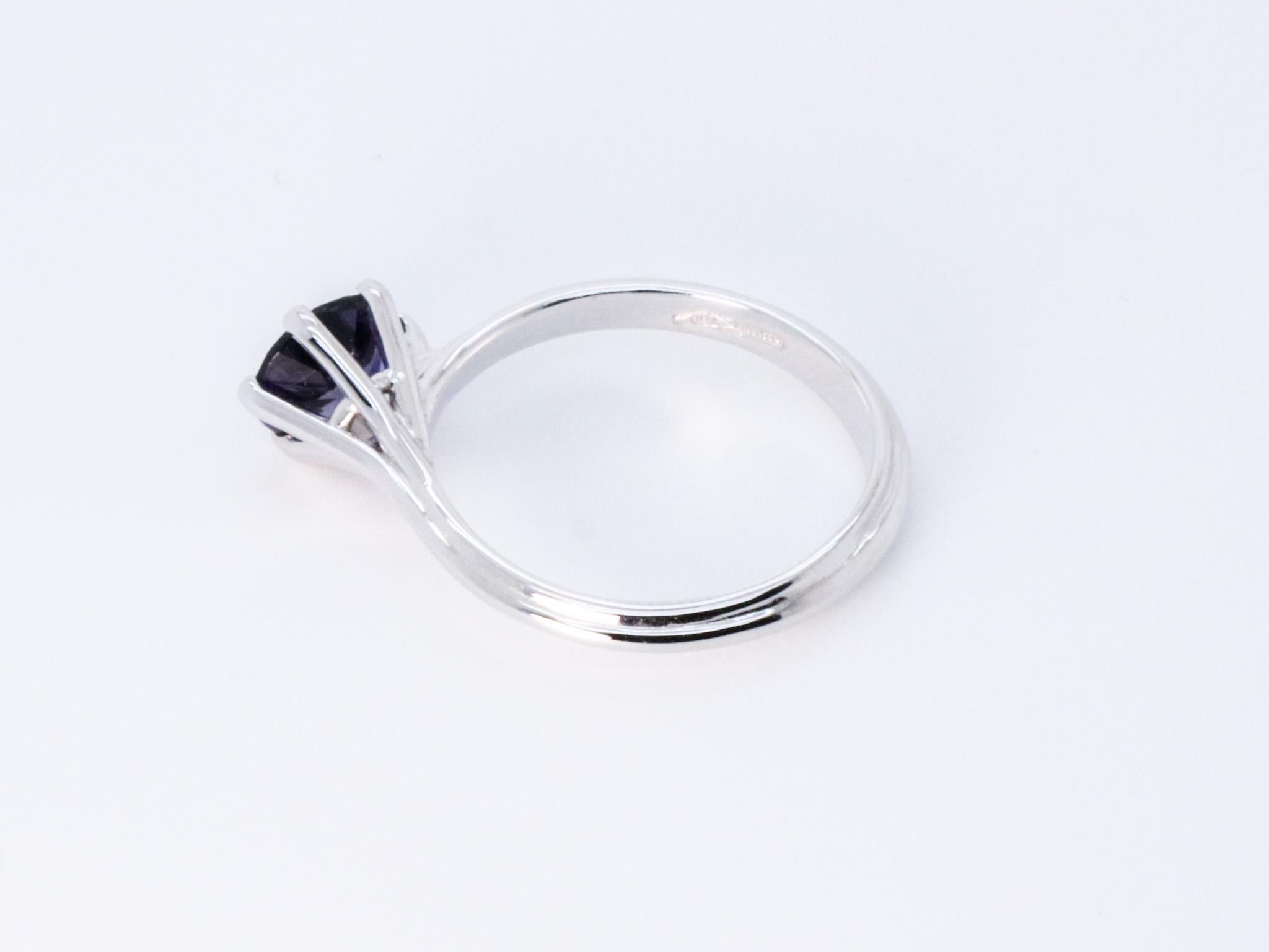 Women's or Men's 0.85 carats Iolite White Gold Asymmetric Cosmic Design Stackable Cocktail Ring For Sale