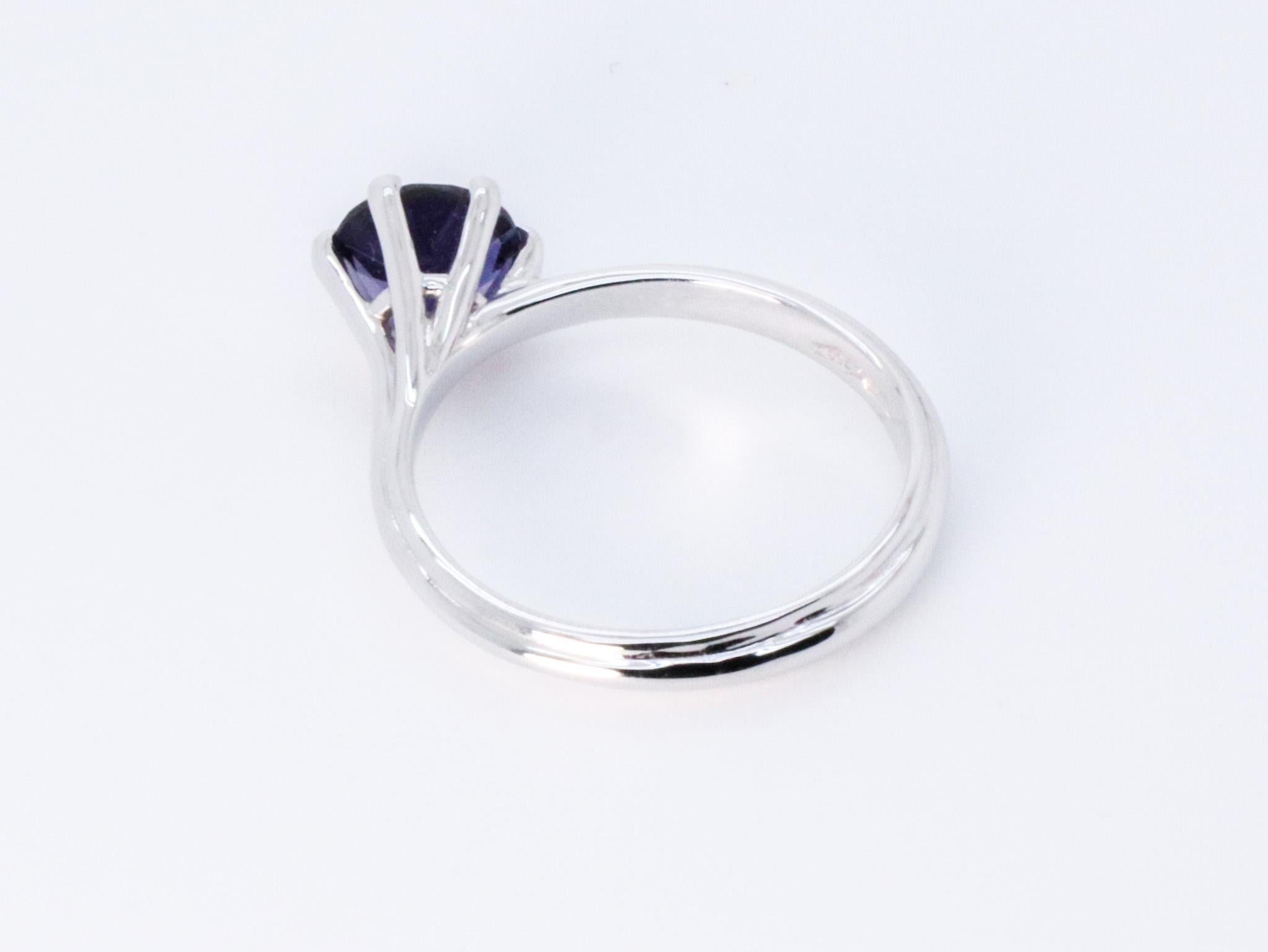0.85 carats Iolite White Gold Asymmetric Cosmic Design Stackable Cocktail Ring For Sale 1