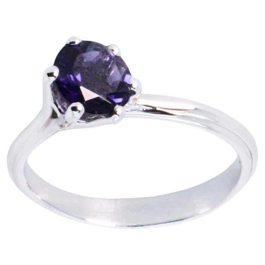 0.85 carats Iolite White Gold Asymmetric Cosmic Design Stackable Cocktail Ring For Sale