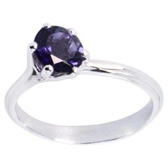 0.85 carats Iolite White Gold Asymmetric Cosmic Design Stackable Cocktail Ring