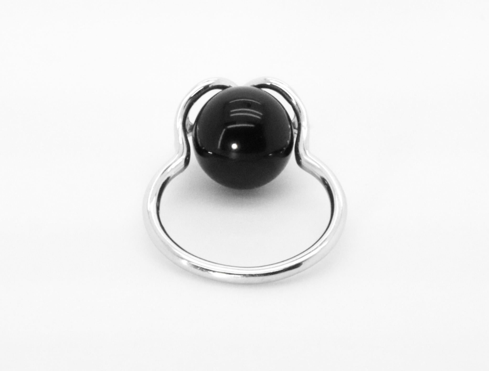 Ball Cut 18K White Gold Infinity Symbol Interchangeable Gems Onyx  Cocktail Ring. For Sale